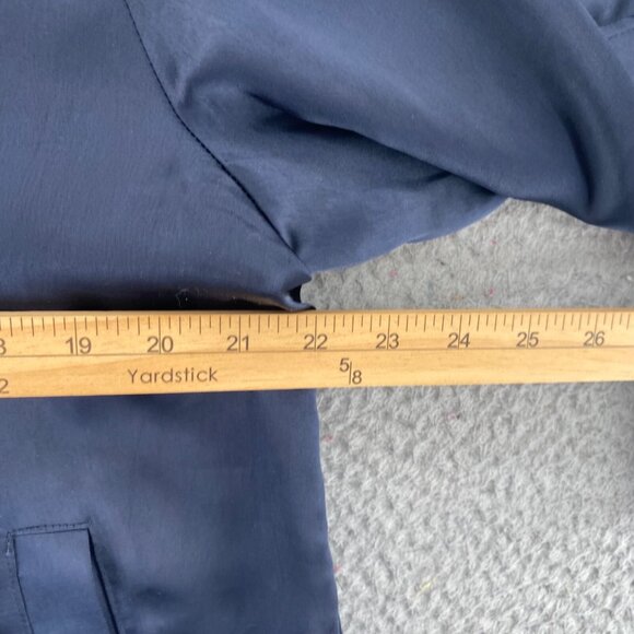 Chicos Jacket Womens 2 US Large Petite Navy Satin Double Breasted Washer Pocket - Picture 8 of 10